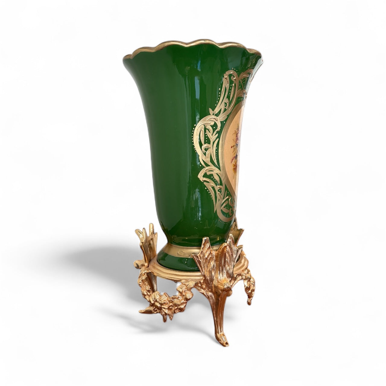 Gold-Plated Regal Emerald Urn