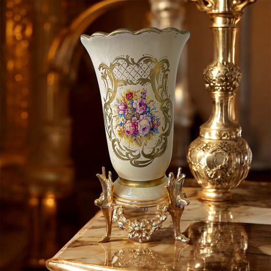 Gold-Plated Malik Emerald Vase: The Royal Green Urn