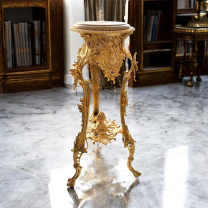 Gold-Plated Marble Pedestal Table: The Royal Occasional Table