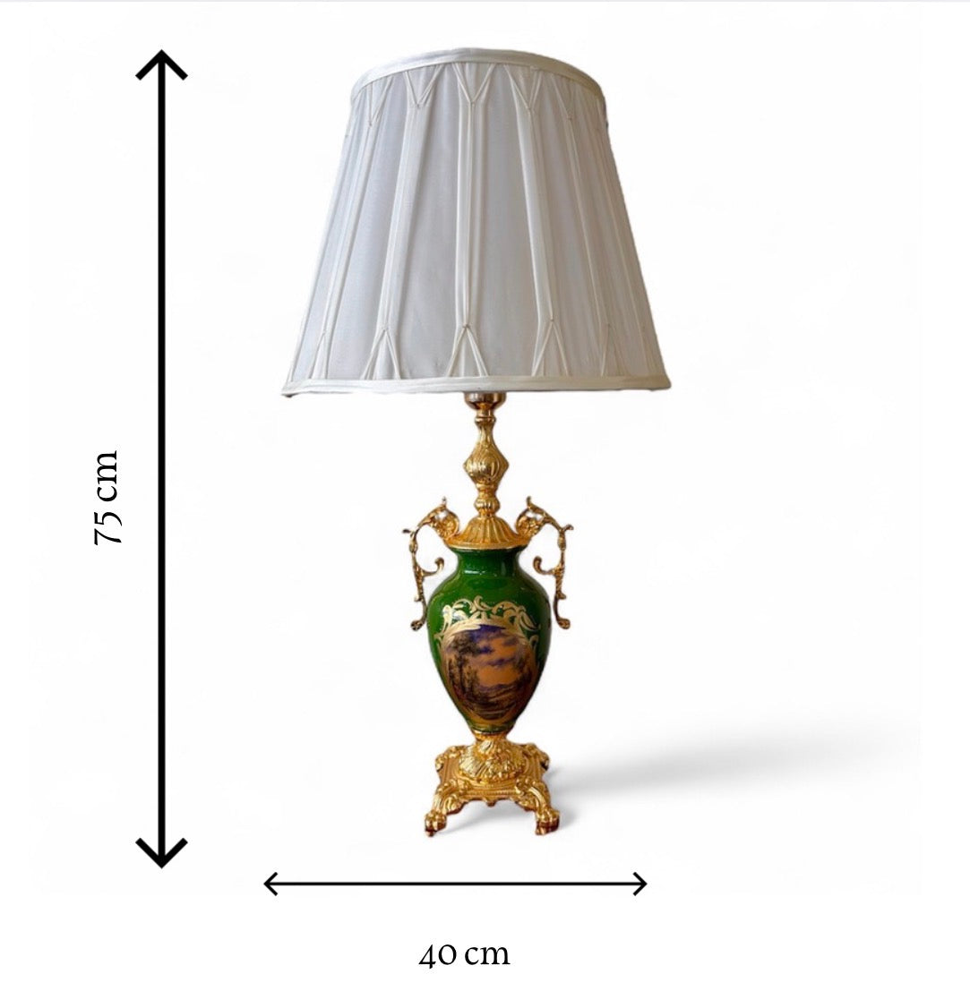 Gold-Plated Imperial Table Lamp: The Emerald Landscape