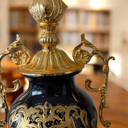 Gold-Plated Obsidian Regal Lamp: The Black & Gold Luminarie