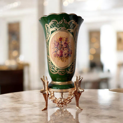 Gold-Plated Regal Emerald Urn
