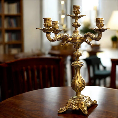The Gilded Antique Desk Garniture: Clock and Candelabra Set