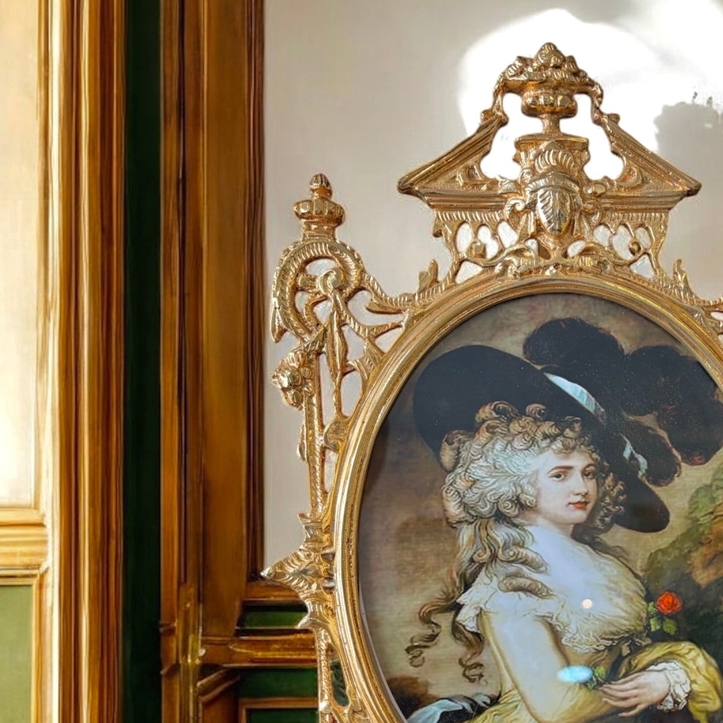 Gold-Plated Rococo Oval Frame: The Gilded Court Portrait