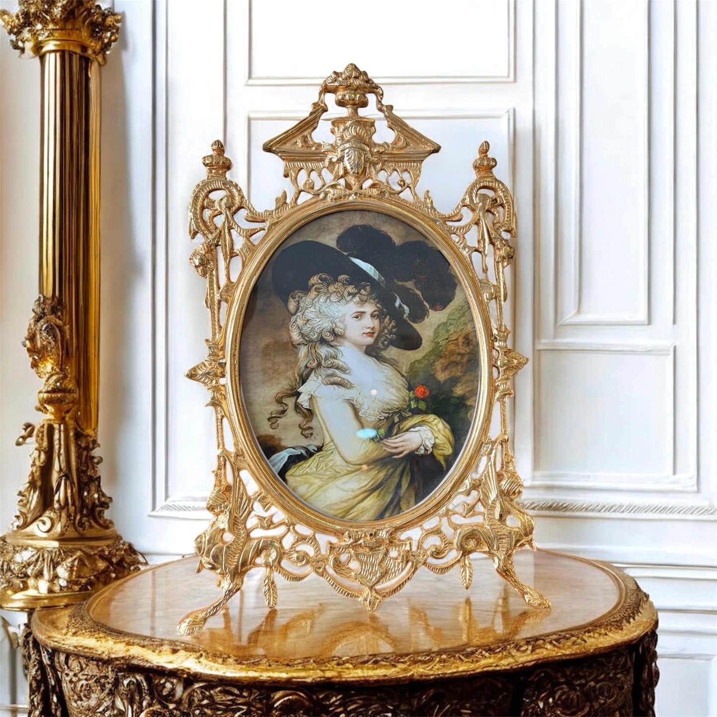 Gold-Plated Rococo Oval Frame: The Gilded Court Portrait