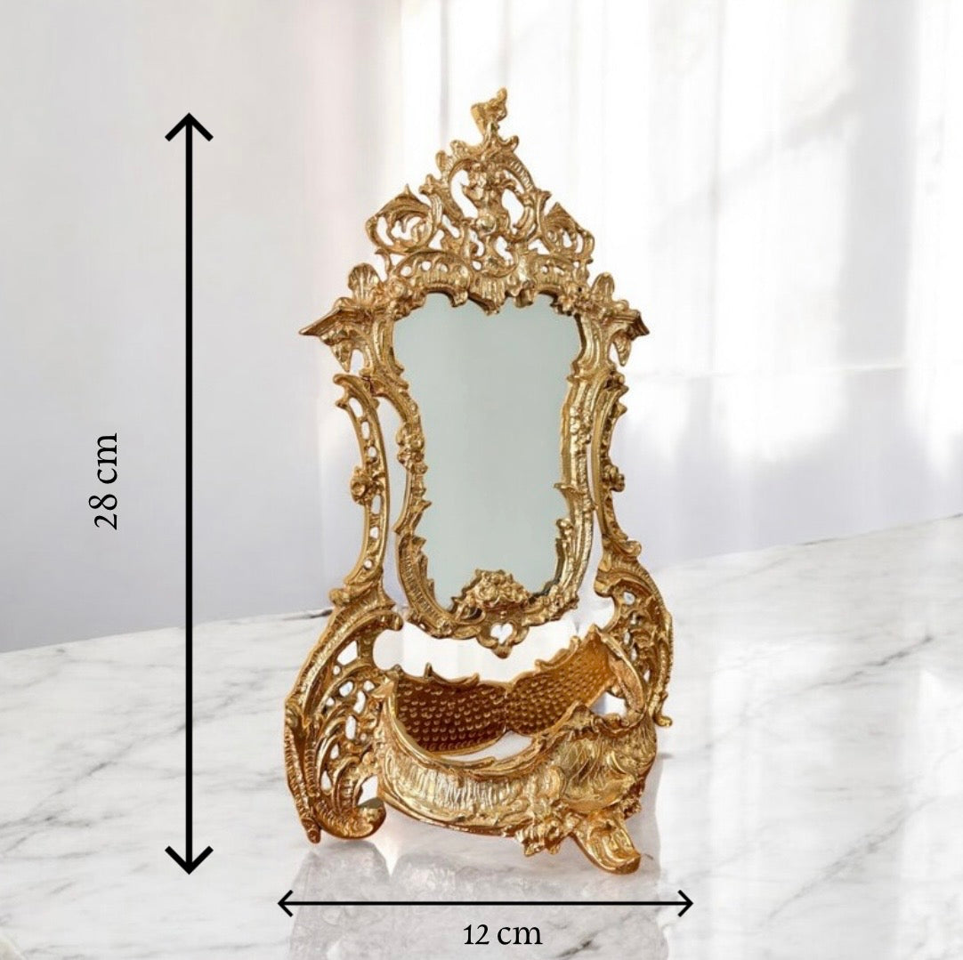 Gold-Plated Rococo Vanity Mirror: The Antique Gilded Crown