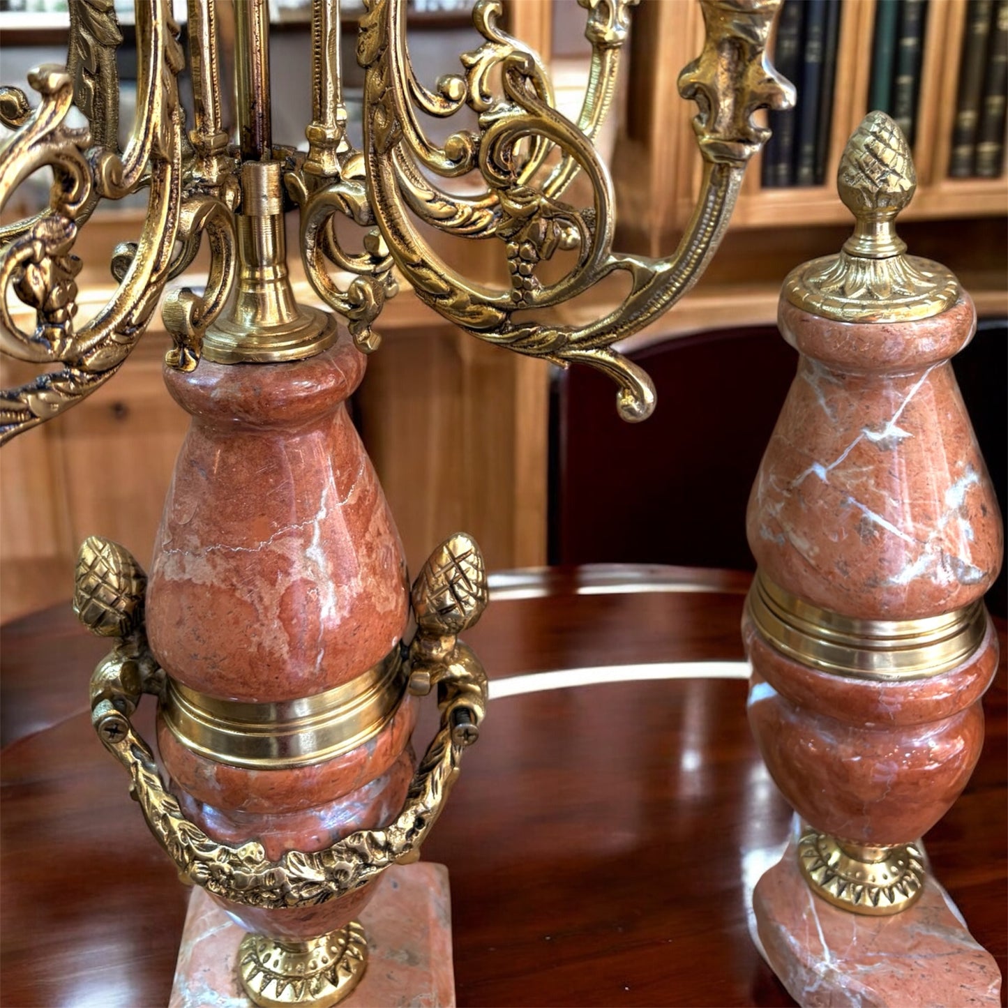 The Imperial Red Marble Garniture: Clock and Candelabra Set