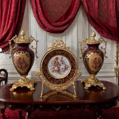 Gold-Plated Bordeaux Garniture Set: The Crimson Collection