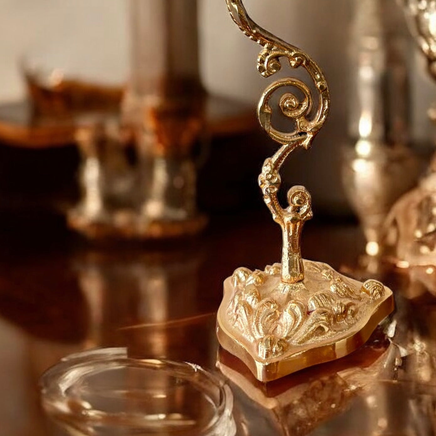 Gold-Plated Rococo Solitaire Candlestick: The Gilded Scepter