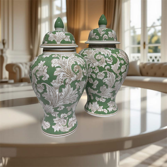 Emerald Bloom Majestic Vases – Set of Two