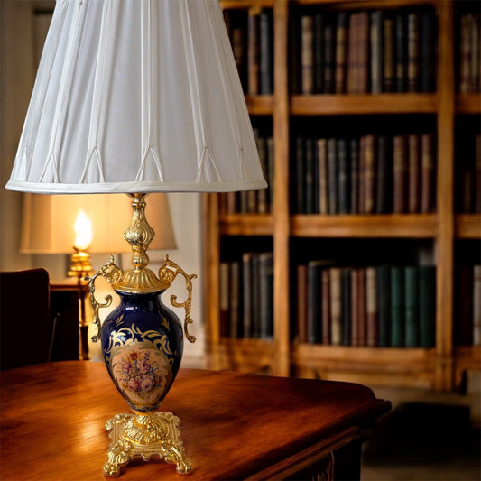 Gold-Plated Imperial Table Lamp: The Sapphire Landscape