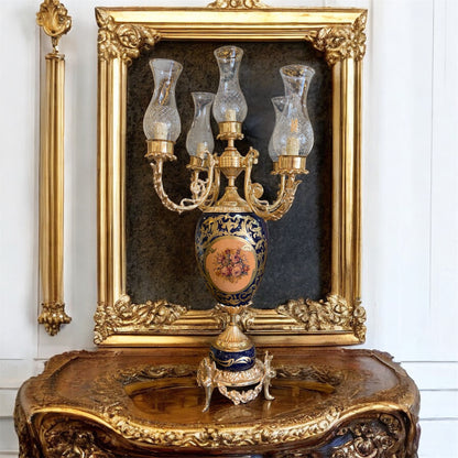 Gold-Plated Porcelain & Brass Table Lamp: The Royal Gilded Standard