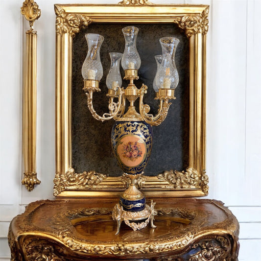 Gold-Plated Porcelain & Brass Table Lamp: The Royal Gilded Standard