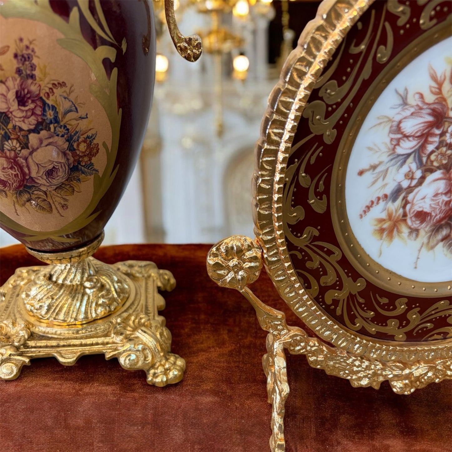Gold-Plated Bordeaux Garniture Set: The Crimson Collection