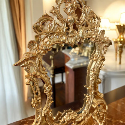 Gold-Plated Rococo Vanity Mirror: The Antique Gilded Crown