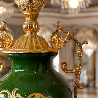 Gold-Plated Imperial Table Lamp: The Emerald Landscape