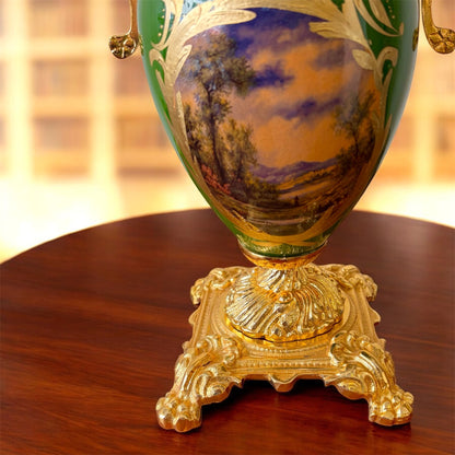 Gold-Plated Imperial Table Lamp: The Emerald Landscape