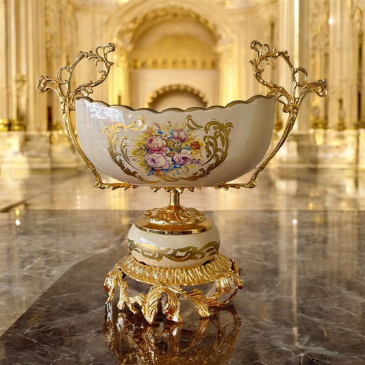 Gold-Plated Rococo Centerpiece Bowl: The Ivory Scroll