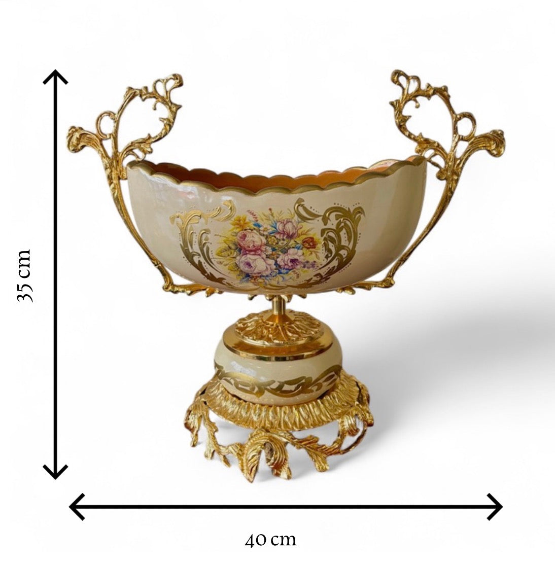 Gold-Plated Rococo Centerpiece Bowl: The Ivory Scroll