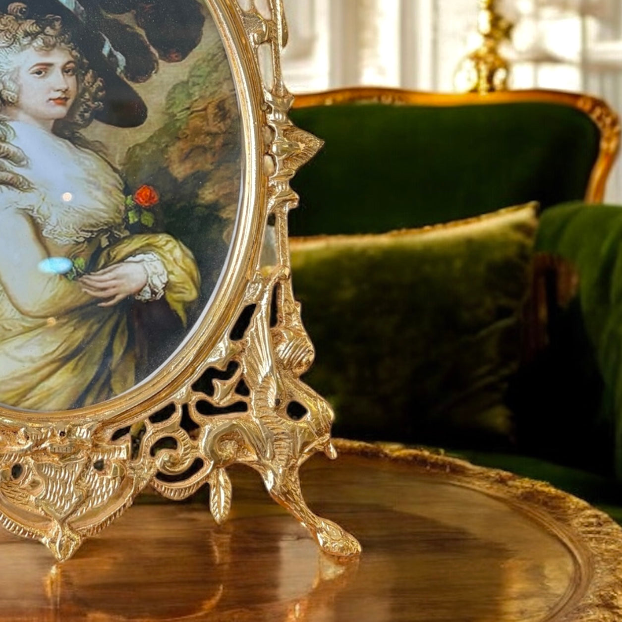 Gold-Plated Rococo Oval Frame: The Gilded Court Portrait