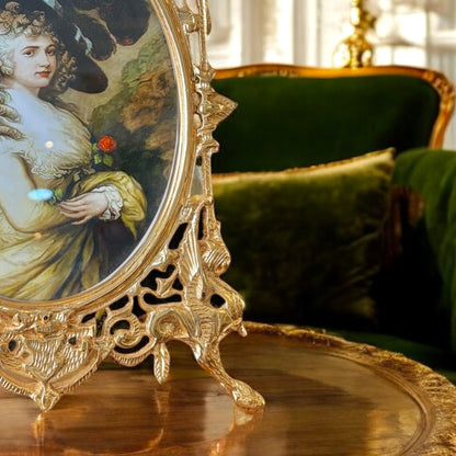 Gold-Plated Rococo Oval Frame: The Gilded Court Portrait