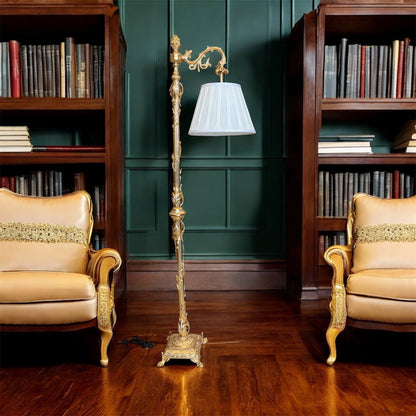 Gold-Plated Palatial Floor Lamp: The Gilded Library Standard