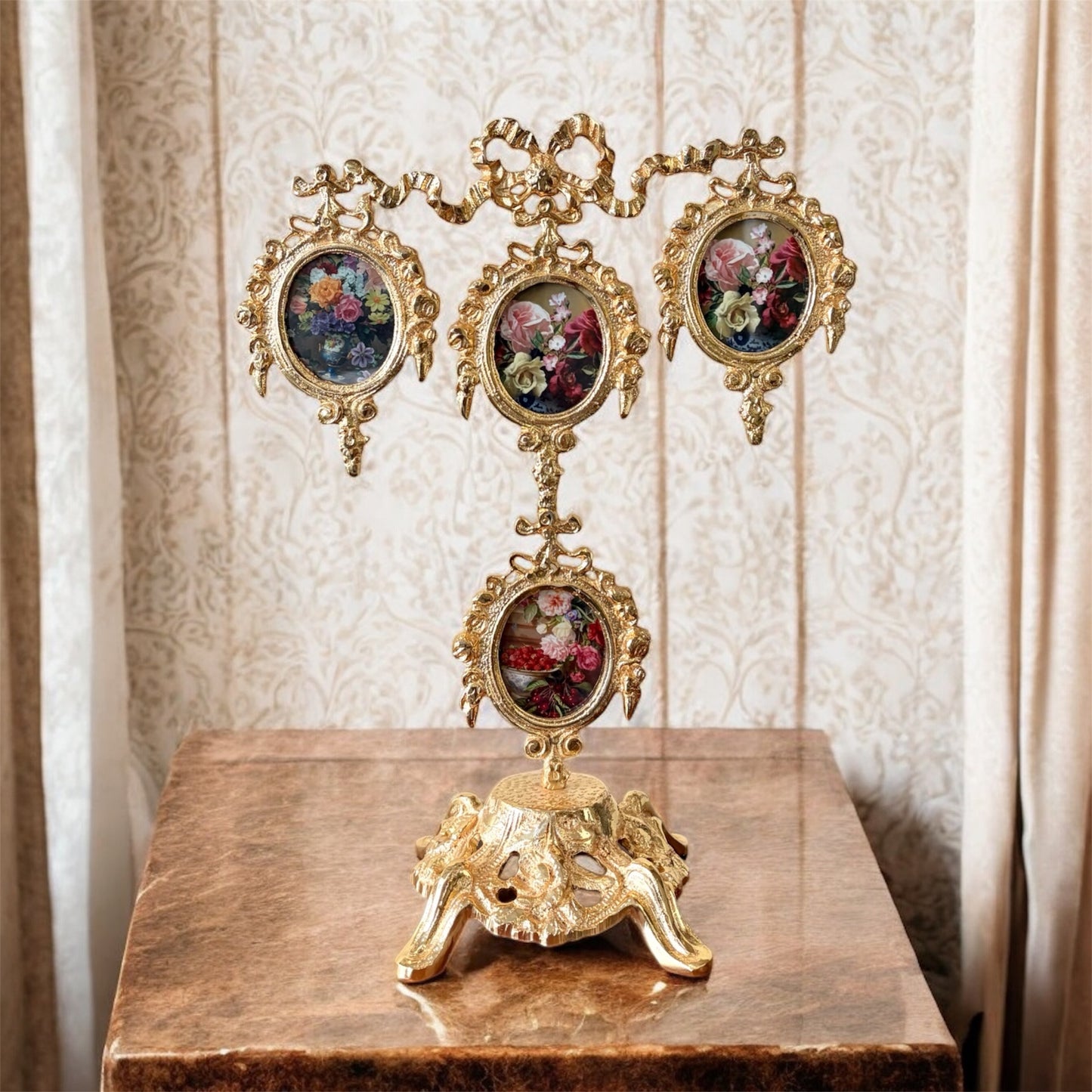 Gold-Plated Family Portrait Frame: The Gilded Ribbon Keepsake