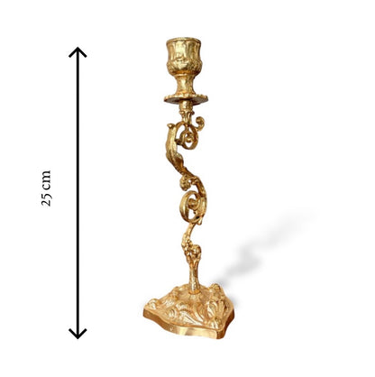 Gold-Plated Rococo Solitaire Candlestick: The Gilded Scepter