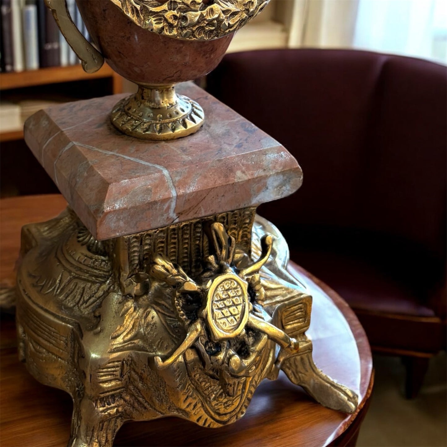 The Imperial Red Marble Garniture: Clock and Candelabra Set