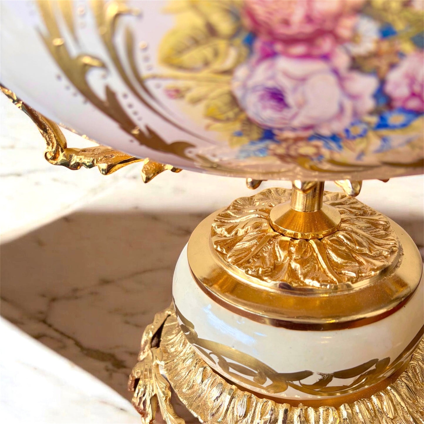 Gold-Plated Rococo Centerpiece Bowl: The Ivory Scroll