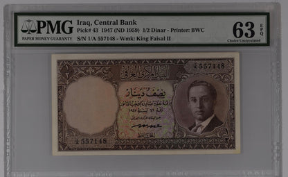 Iraq, Central Bank, 1/2 Dinar 1947 (ND 1959)