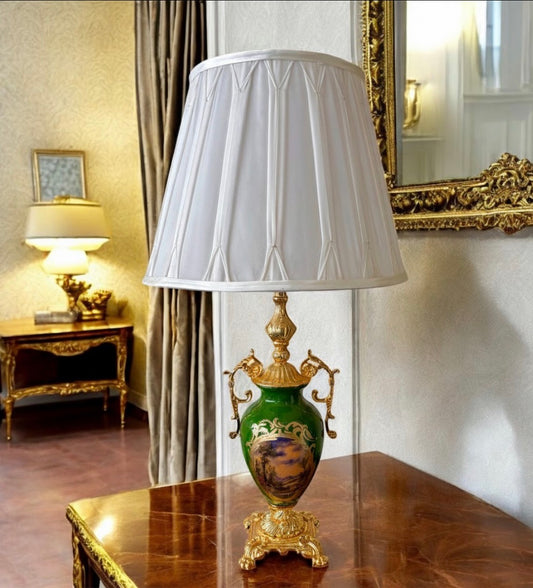 Gold-Plated Imperial Table Lamp: The Emerald Landscape