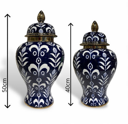 Royal Indigo Heritage Vases – Set of Two