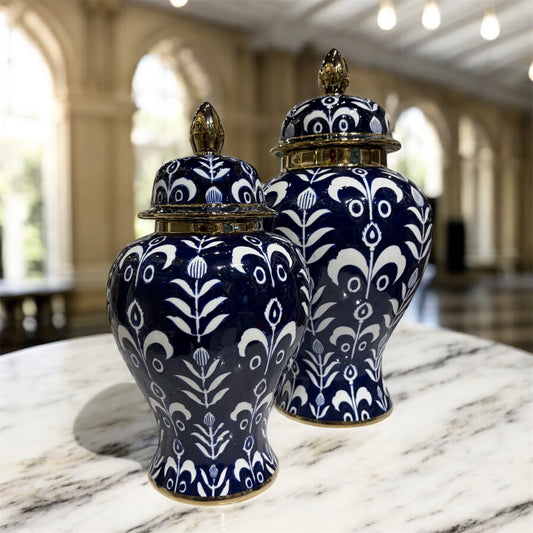 Royal Indigo Heritage Vases – Set of Two