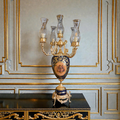 Gold-Plated Porcelain & Brass Table Lamp: The Royal Gilded Standard